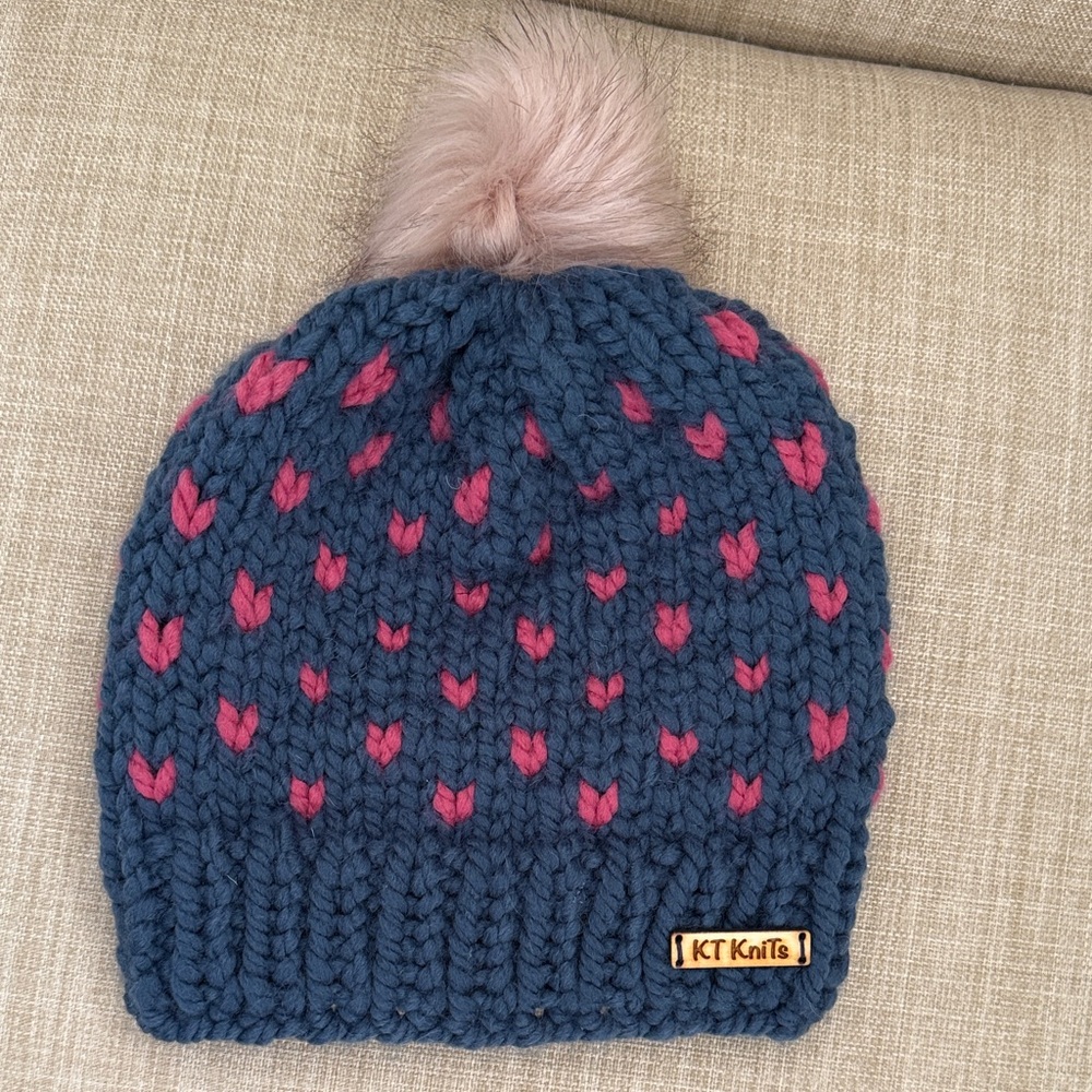 Blue and Pink Heart Hat